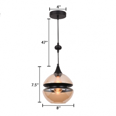 Cognac Glass Drip Drop Pendant Light Contemporary Single Head Drop Ceiling Lighting