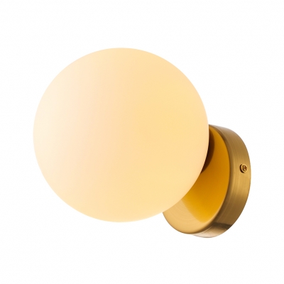 Designers Style Globe Wall Lighting Frosted Glass 1 Bulb Wall Light Sconce in Polished Brass