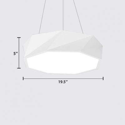 Geometrical LED Light Hanging Chandelier Matte White Finish Contemporary Acrylic Pendant Fixture