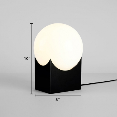 Globe Table Light Modern Designers Style Cream Glass Desk Light in Black for Bedroom