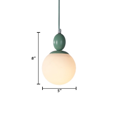 Green/Purple Globe Drop Light Opal Glass Single Head Lighting Fixture for Hallway Living Room