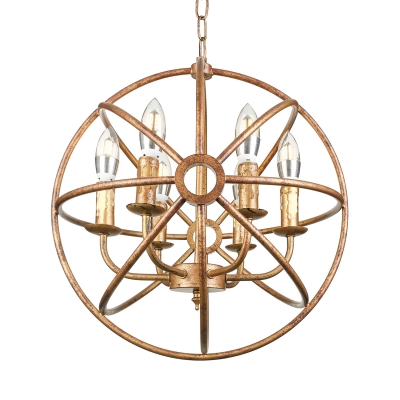 

Industrial LED Orb Chandelier in Antique Copper Finish, 16'' Wide 6 Light, HL422106