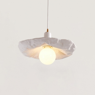 Metallic Hanging Light fixtures with Scalloped Shade White 1 Head Decorative Pendant Lighting for Foyer