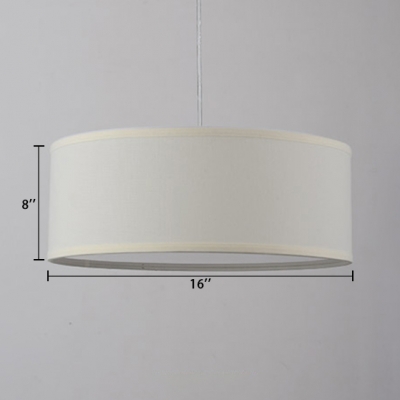 Off-White Round Suspension Light Modern Design Fabric 3 Head Drop Ceiling Lighting