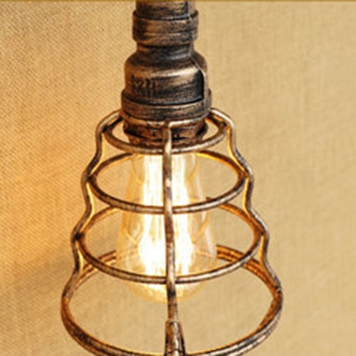 Retro Style Wire Guard Wall Light Wrought Iron 1 Light Wall Mount Fixture in Aged Bronze