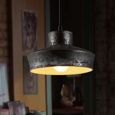 Rustic Wrought Iron Mini Pendant Light 6'' Wide Barn Shade Single Light Pendant for Kitchen Warehouse