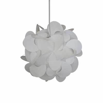 White Floral DIY Hanging Lamp Modernism Stylish Plastic Single Light Pendant Light