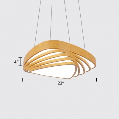 Wood Finish Triangle Ceiling Light Simple Style 18/22in Wide Acrylic Hanging Pendant Light for Home