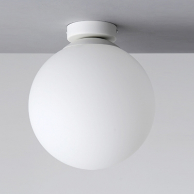 1 Bulb Globe Flush Mount Lighting Minimalist Frosted Glass Ceiling Light in White for Foyer