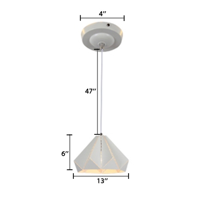 1 Bulb Origami Hanging Lamp Stylish Modern Steel Ceiling Pendant Light in White for Porch