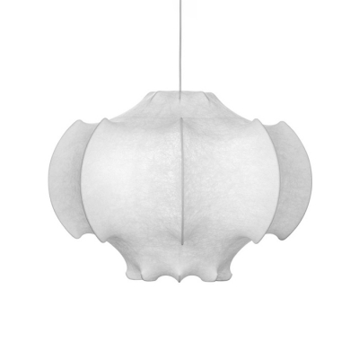 1 Light Lantern Pendant Light Contemporary Fabric Decorative Hanging Lamp in White