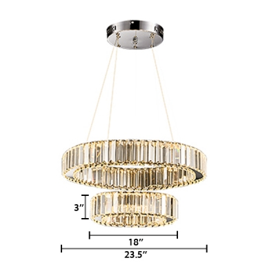 2 Tiers Carousel LED Chandelier Contemporary Crystal LED Suspended Light in Warm/White