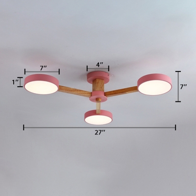 3/6 Lights Drum Ceiling Lamp Modern Fashion Living Room Acrylic Chandelier Light in Pink