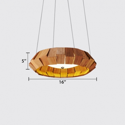 Concave Wooden Hanging Lights Contemporary Simple Style Wood LED Drop Light for Living Room Dining Room