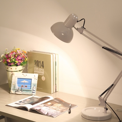 Dome Desk Lamp Modernism Iron 1 Head LED Table Lamp with Swing Arm in White for Bedroom