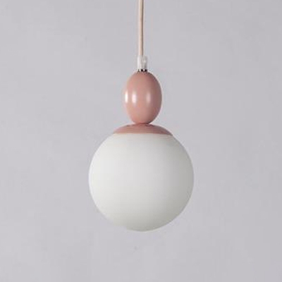 Frosted Glass Sphere Suspension Light Colorful Macaron 1 Bulb Pendant Lamp for Kids