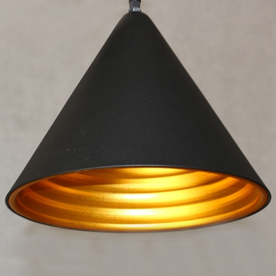 Industrial Extendable Pendant Light with Black Cone Shade