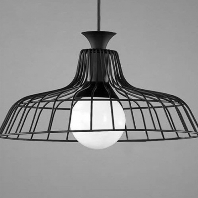 Industrial Hanging Light with Barn Style Shade 1 Light in Black or White