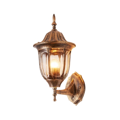 Lantern Style Small Wall Lamp Industrial Loft Style Metallic Single Light Wall Light in Rust for Hallway