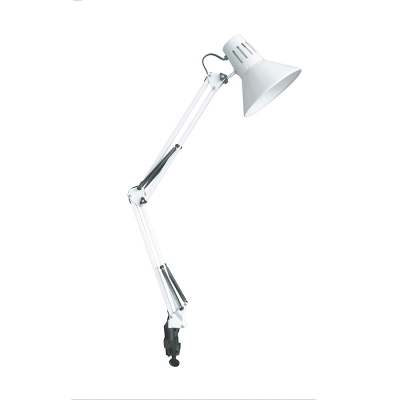 Metallic Swing Arm Desk Light Modern Fashion 1 Light Desk Lamp in White for Library