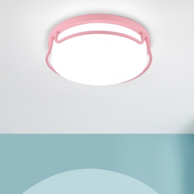 Nordic Style Round LED Flushmount Sitting Room Glass Shade Ceiling Flush Mount for Children Bedroom
