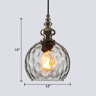 Ripple Glass Globe Suspended Light Designers Style 1 Bulb Hanging Lamp for Sitting Room