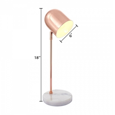 Rose Gold Cup Desk Lamp Contemporary Metal Table Light with Marble Base for Bedside Office