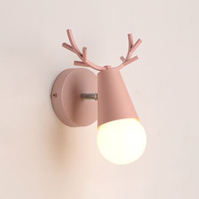 Rotatable Antler Wall Mount Light Colorful Simple Boys Girls Room Metal 1 Light Sconce Lighting