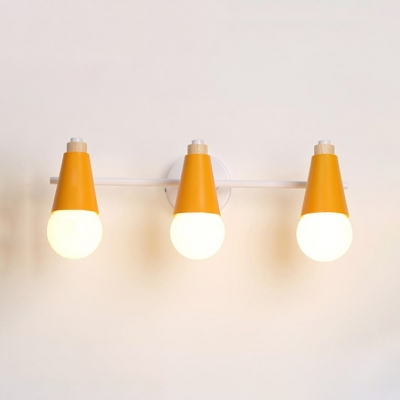 Rotatable Metal Wall Lamp with Cone Green/Yellow Triple Lights Vanity Light for Bathroom Bedroom