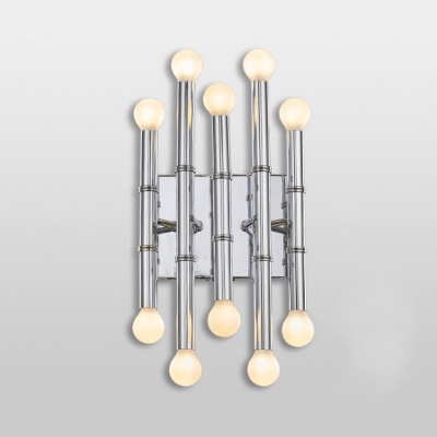 Silver Bamboo Shape Wall Sconce Stylish Designers Style Metal Multi Light LED Wall Lamp