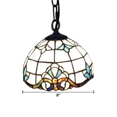 Tiffany-Style Baroque Dome Glass Shade Ceiling Fixture, 8