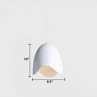 White Egg Shape Drop Light Elegant Simple Metal Hanging Light for Living Room Bedroom