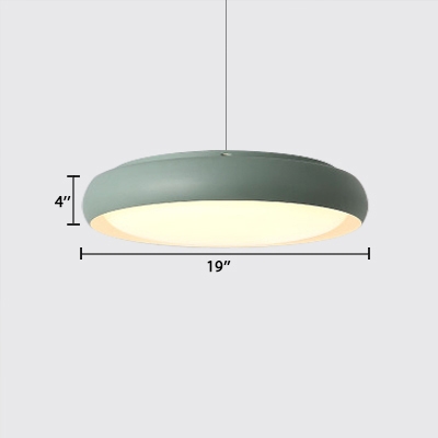 Wrought Iron Round Hanging Light Nordic LED Pendant Lamp in Blue/Green/Pink/White/Yellow