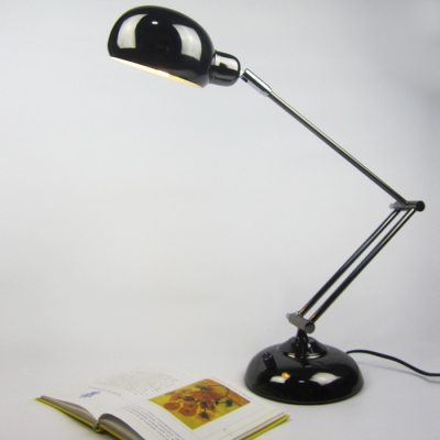 1-Light Industrial Style Bright Black Adjustable Study Table Lamp