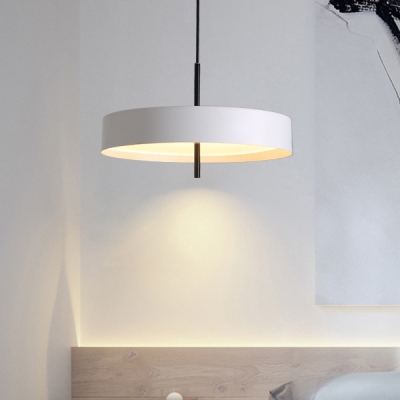 Acrylic Round LED Hanging Light Simple Length Adjustable Pendant Light in White