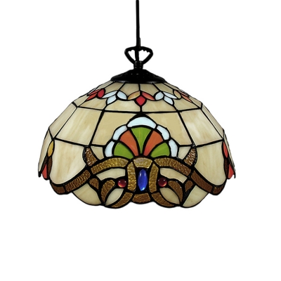 Baroque Tiffany Art Stained Glass Style Mini Pendant Light Renaissance Pattern