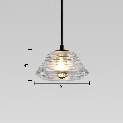 Clear Glass Geometric Hanging Lamp Modern Fashion Single Light Suspended Light for Corridor