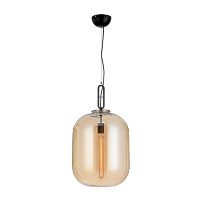 Cognac Cylinder Hanging Light Concise Modern Closed Glass 1 Bulb Decorative Pendant Lamp