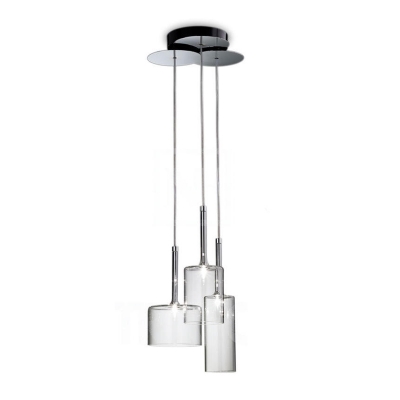 Cylinder Pendant Light Contemporary Clear Glass Multi Light Hanging Light for Restaurant
