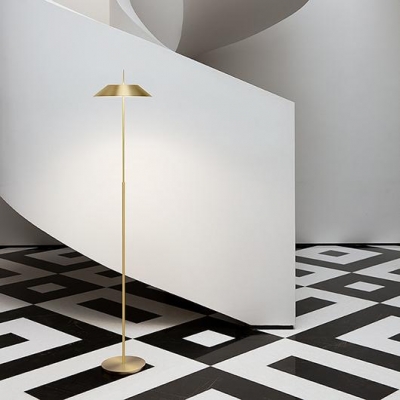 Designers Style Coolie Floor Light Steel Single Light Floor Lamp in Gold for Bedroom