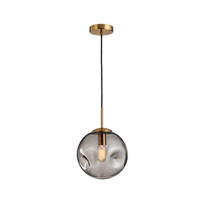 Designers Style Globe Pendant Light Cognac/Smoke Glass 1 Bulb Suspension Light for Bedroom