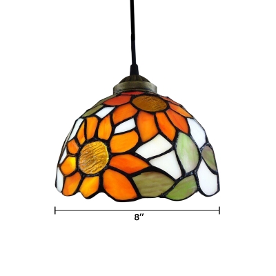 Elegant Tiffany Style Pendant Light with Oversize Sunflower Pattern