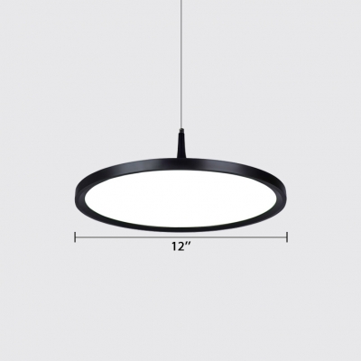 Face Plate LED Pendant Lighting Modern 1 Light Hanging Pendant in Black for Kitchen Island Dining Table
