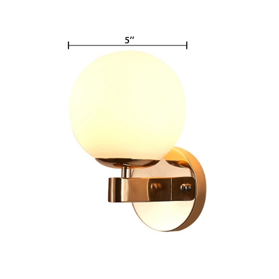 Frosted Glass Globe Wall Light Modernism Simple 1 Head Art Deco Wall Mount Light in Gold