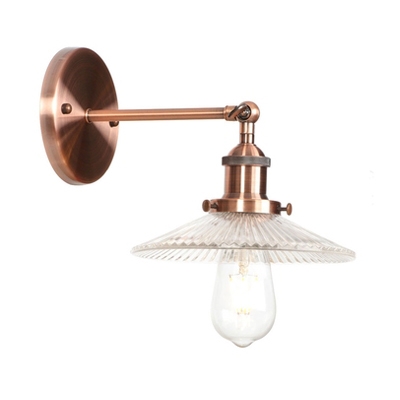 Glass Scallop Shade Sconce Light Industrial 1 Light Decorative Wall Mount Fixture in Copper Finish