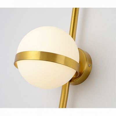 Gold Finish Orb Wall Lamp Modern Fashion Milky Glass 1 Head Lighting Fixture for Foyer