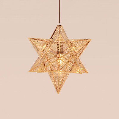 Gold Finish Star Shade Drop Light Contemporary Stainless 1 Light Suspension Light for Kids
