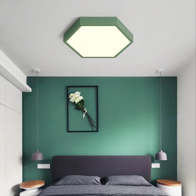 Hexagon Shape LED Flush Mount Nordic Colorful Restaurant Bedroom Acrylic Ceiling Fixture