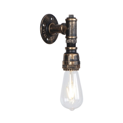 

Industrial Bare Bulb Wall Mount Fixture Iron Single Light Mini Sconce Light in Antique Bronze, HL500142