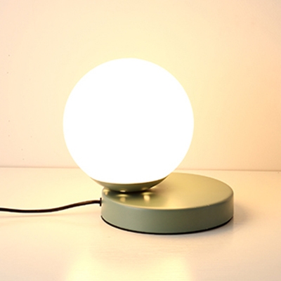Macaron Colorful Sphere Table Lamp White Glass Single Light Desk Light for Children Room